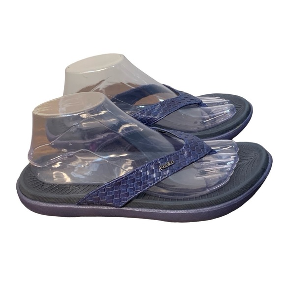 KuaiLu women’s‎ navy blue basket weave leather yoga mat flip flop. Size 40(8.5) - Picture 4 of 8